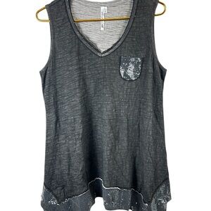 Lulu-b Gray V Neck tunic Tank top